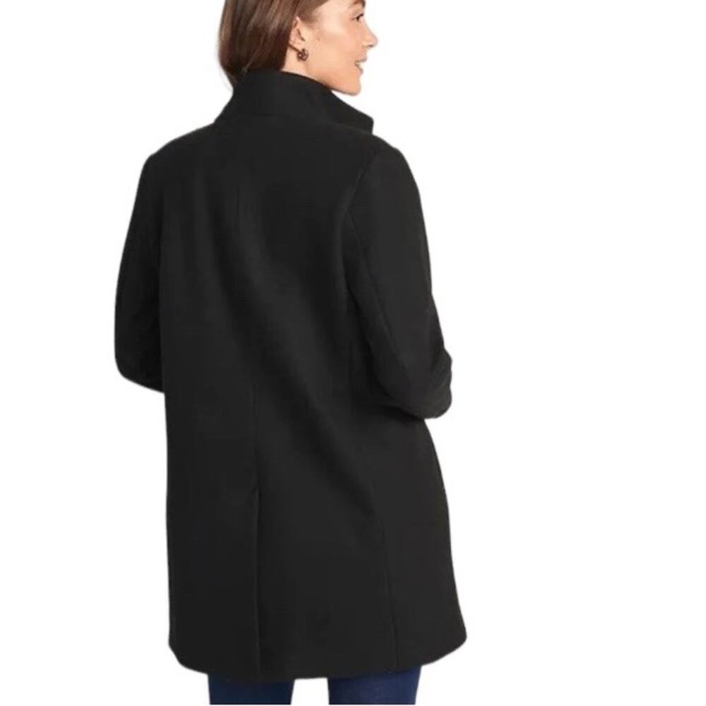 Old navy black soft brushed funnel neck coat - Picture 2 of 11
